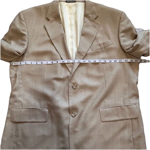 VTG Oscar De La‎ Renta Mens 48R Silk Wool Blend Light Weight Blazer Beige - Picture 5 of 9
